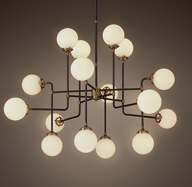 Люстра Bistro Globe Clear Glass Chandelier 16 Milk Черный в Брянске | Loft Concept 