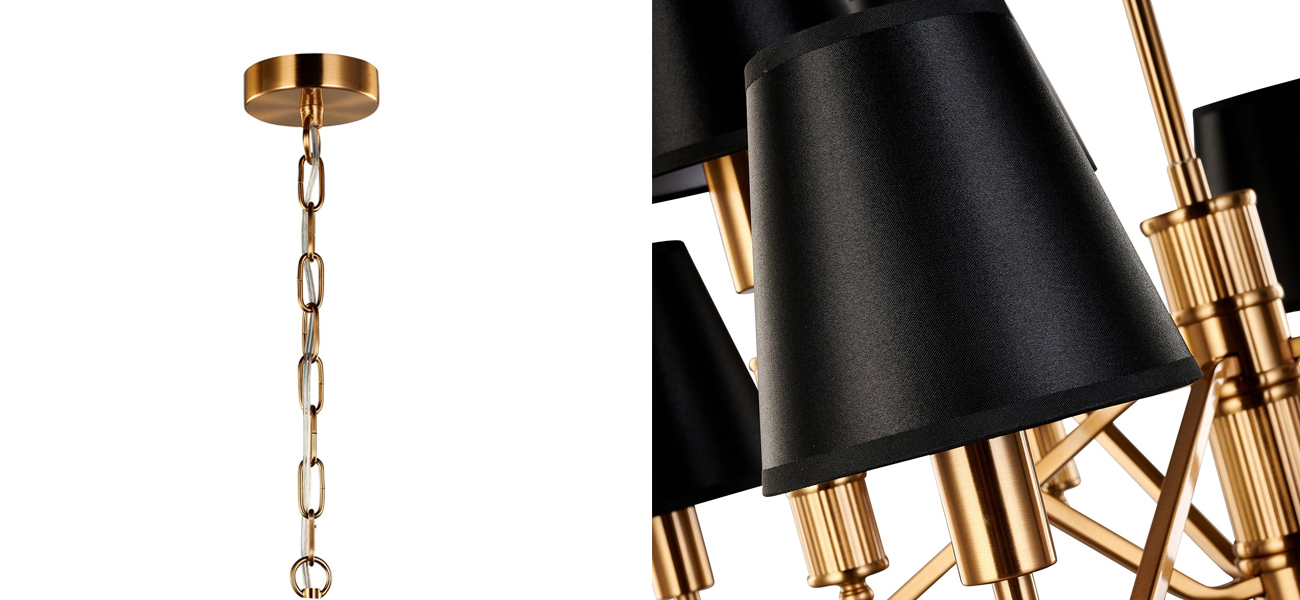 Люстра с черными атласными абажурами Moriart 8 ламп - фото №1