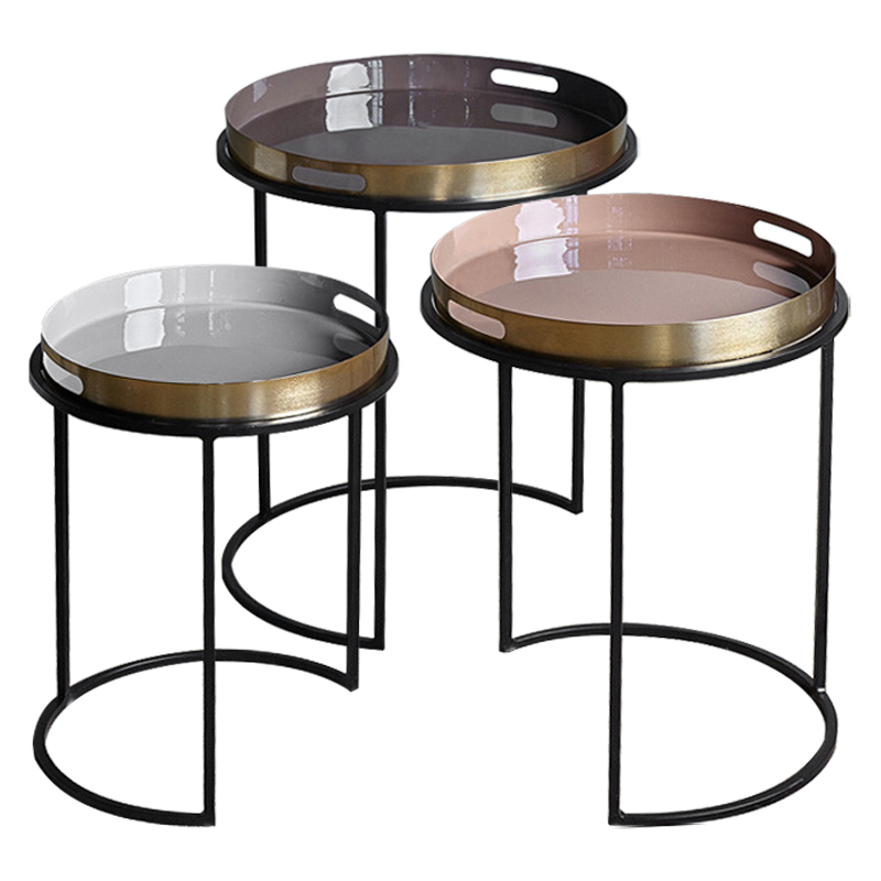 Комплект приставных столиков Bailey Side Tables Латунь Черный Белый Дымчатая Роза Коричневый Комплект приставных столиков Bailey Side Tables Латунь Черный Белый Дымчатая Роза Коричневый в Брянске | Loft Concept