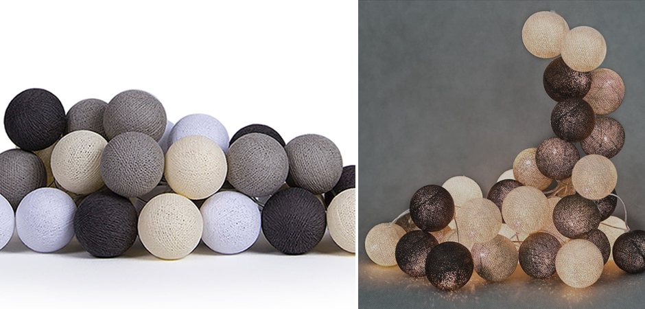 Гирлянда хлопковые фонарики Сotton Ball Taupe - Loft-Concept в Брянске