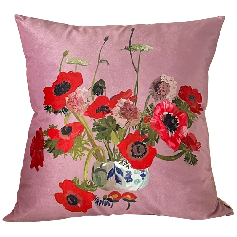 Декоративная подушка Red Poppy Flowers Pillow Розовый Красный Мульти Декоративная подушка Red Poppy Flowers Pillow Розовый Красный Мульти в Брянске | Loft Concept