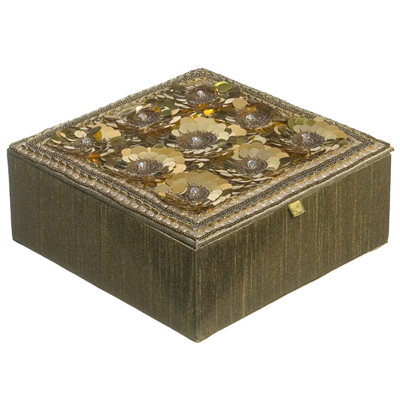 Шкатулка с вышивкой из бисера Flower Beads Embroidery Box Золотой Шкатулка с вышивкой из бисера Flower Beads Embroidery Box Золотой в Брянске | Loft Concept