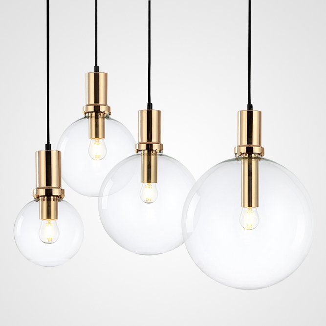 Подвесной светильник Glass Globe Gold Прозрачное Стекло Золотой Подвесной светильник Glass Globe Gold Прозрачное Стекло Золотой в Брянске | Loft Concept