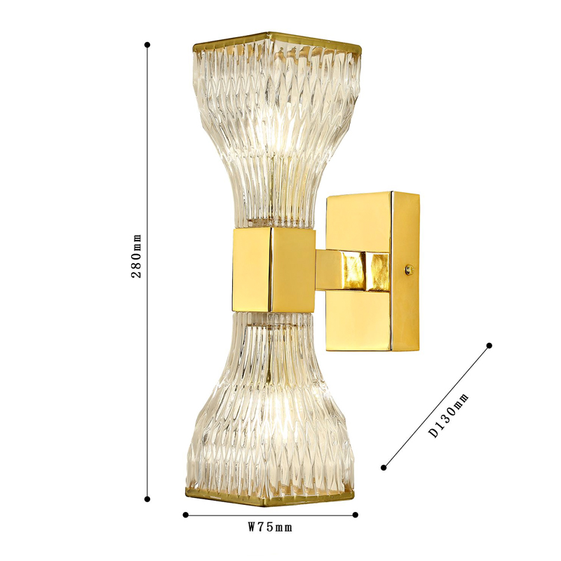 Бра с двумя плафонами из рельефного стекла GLASS HORN Gold Бра с двумя плафонами из рельефного стекла GLASS HORN Gold в Брянске