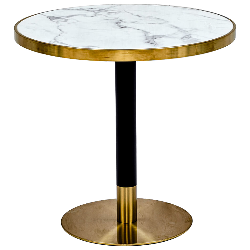 Обеденный стол Paco Dinner Table 80 Белый Глянцевое золото Черный Обеденный стол Paco Dinner Table 80 Белый Глянцевое золото Черный в Брянске | Loft Concept