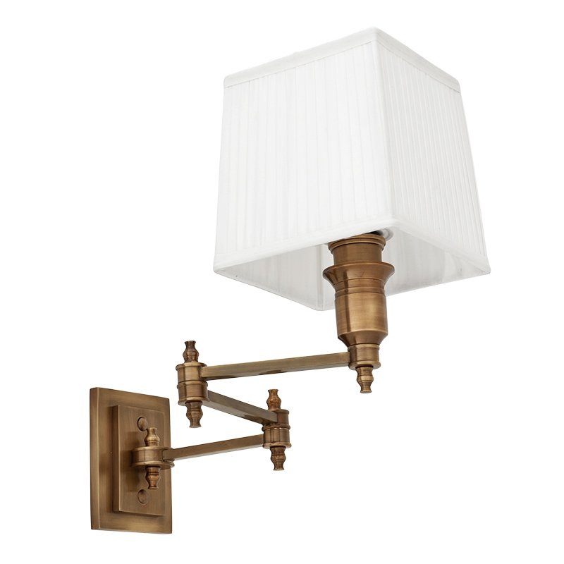 Бра Wall Lamp Lexington Swing Brass+White Латунь Античная полированная Белый Бра Wall Lamp Lexington Swing Brass+White Латунь Античная полированная Белый в Брянске | Loft Concept