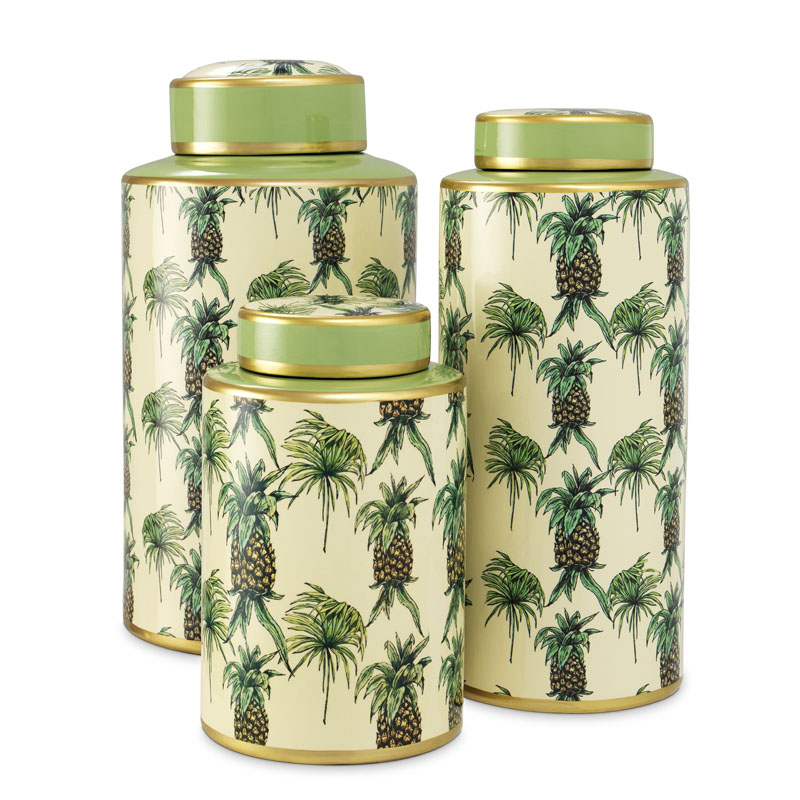 Комплект Ваз Eichholtz JAR PINEAPPLE SET OF 3 Бежевый Золотой Зеленый Комплект Ваз Eichholtz JAR PINEAPPLE SET OF 3 Бежевый Золотой Зеленый в Брянске | Loft Concept