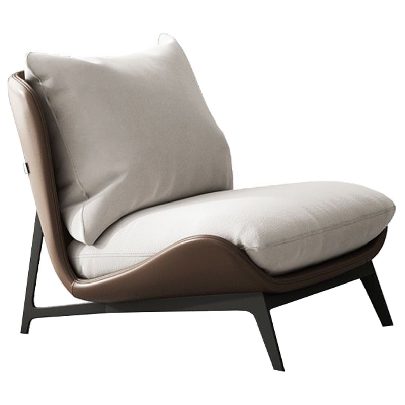 Кресло Maxwell White Textile Leather Armchair Белый Коричневый Черный Кресло Maxwell White Textile Leather Armchair Белый Коричневый Черный в Брянске | Loft Concept
