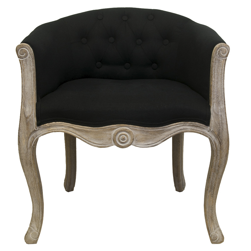 Кресло низкое в стиле прованс Louis French Armchair black flax Черный Бежево-серый Кресло низкое в стиле прованс Louis French Armchair black flax Черный Бежево-серый в Брянске | Loft Concept