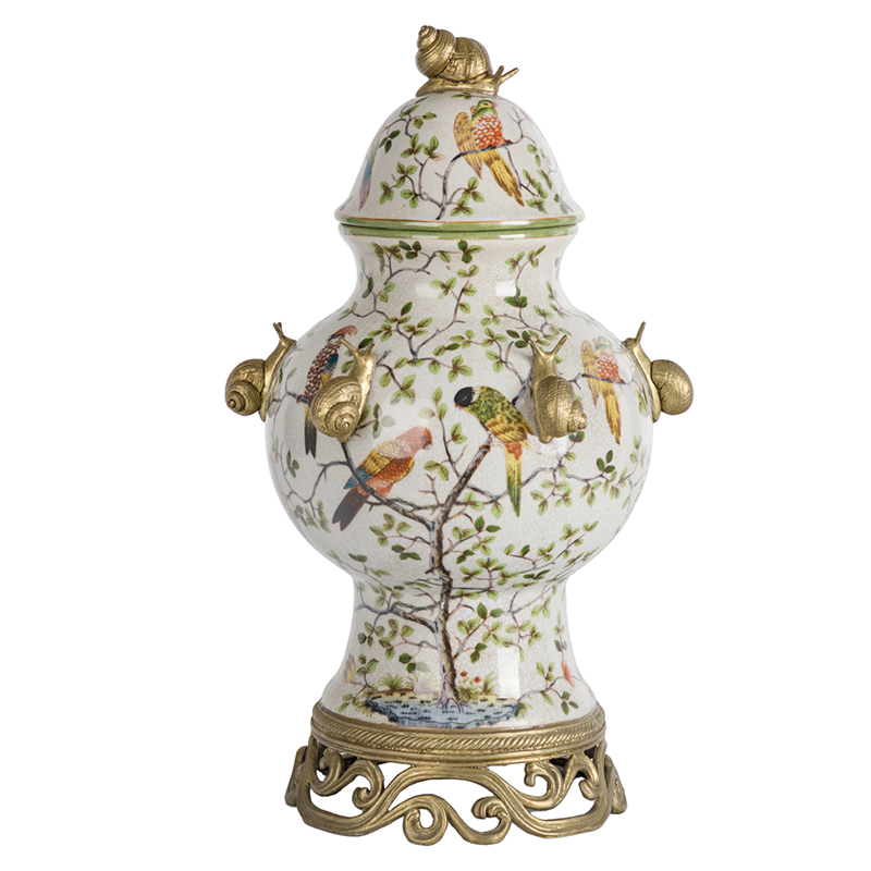 Ваза с крышкой Golden Snails Vase Золотой Белый Мульти Ваза с крышкой Golden Snails Vase Золотой Белый Мульти в Брянске | Loft Concept