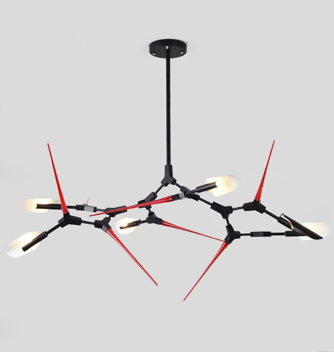 Люстра Red Spikes Chandelier 6 Черный Красный Люстра Red Spikes Chandelier 6 Черный Красный в Брянске | Loft Concept