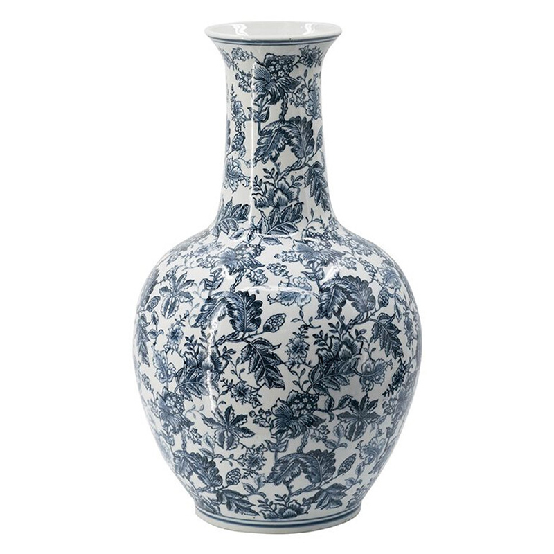 Ваза с классическим узором шинуазри синего цвета Blue & White Ornament Белый Синий Ваза с классическим узором шинуазри синего цвета Blue & White Ornament Белый Синий в Брянске | Loft Concept