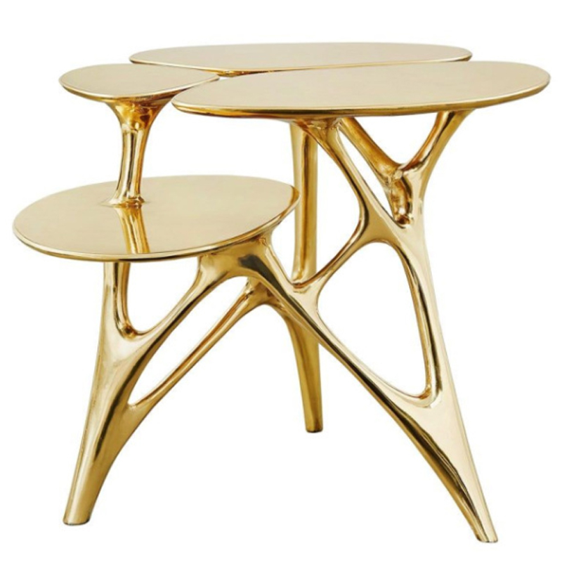 Дизайнерский приставной столик Lotus Small Side Table or End Table Brass by Zhipeng Tan Золотой в Брянске | Loft Concept 