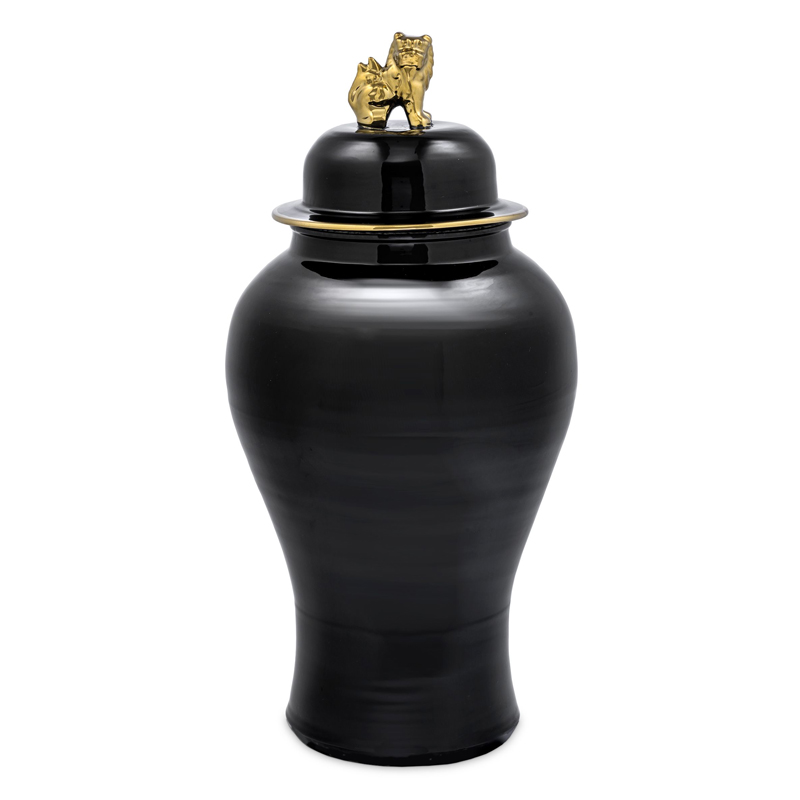 Ваза с крышкой Eichholtz Vase Golden Dragon S Черный Глянцевое золото Ваза с крышкой Eichholtz Vase Golden Dragon S Черный Глянцевое золото в Брянске | Loft Concept