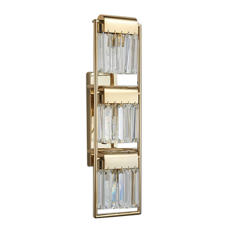 Бра Crystal Pendants gold 3 Глянцевое золото Прозрачное Стекло в Брянске | Loft Concept 