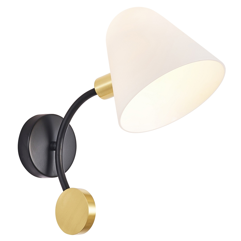 Бра с белым матовым плафоном Wind Bells Белый Золотой Черный Бра с белым матовым плафоном Wind Bells Белый Золотой Черный в Брянске | Loft Concept