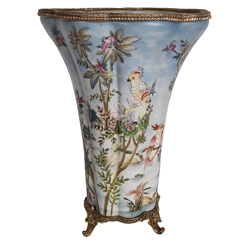 Ваза Blue Vase Parrots Bronze Edging Бронза Мульти Голубой Ваза Blue Vase Parrots Bronze Edging Бронза Мульти Голубой в Брянске | Loft Concept