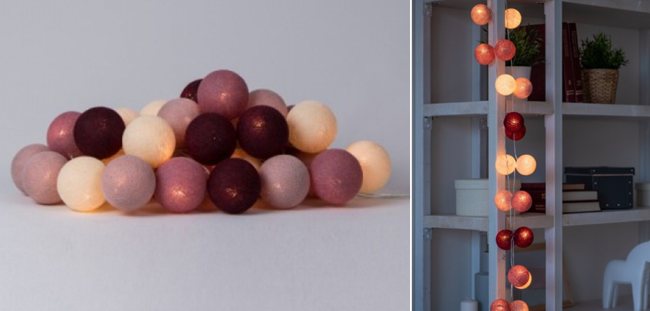 Гирлянда хлопковые фонарики Сotton Ball Rosegarden - Loft-Concept в Брянске