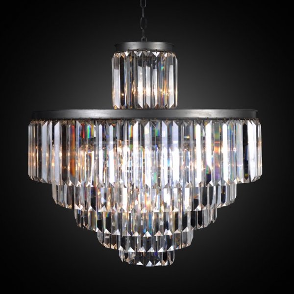 Люстра RH 1920s Odeon Clear Glass Fringe Chandelier - 6 rings Черный Люстра RH 1920s Odeon Clear Glass Fringe Chandelier - 6 rings Черный в Брянске | Loft Concept