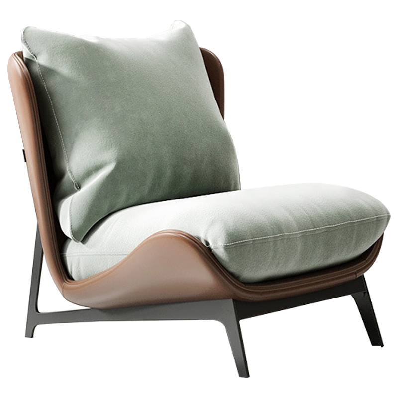 Кресло Maxwell Green Textile Leather Armchair Зеленый шалфей Коричневый Черный Кресло Maxwell Green Textile Leather Armchair Зеленый шалфей Коричневый Черный в Брянске | Loft Concept