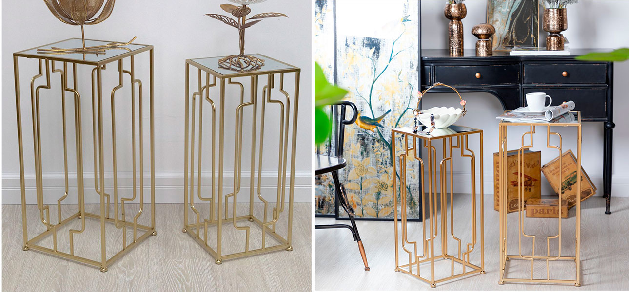 Столик высокий с золотой основой Edison - фото