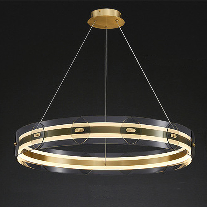 Люстра Gold ring horizontal chandelier Прозрачный Латунь Люстра Gold ring horizontal chandelier Прозрачный Латунь в Брянске | Loft Concept