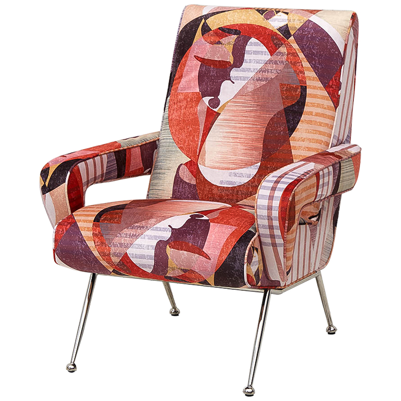 Кресло Face Geometric Print Armchair Мульти Красный Серебряный в Брянске | Loft Concept 