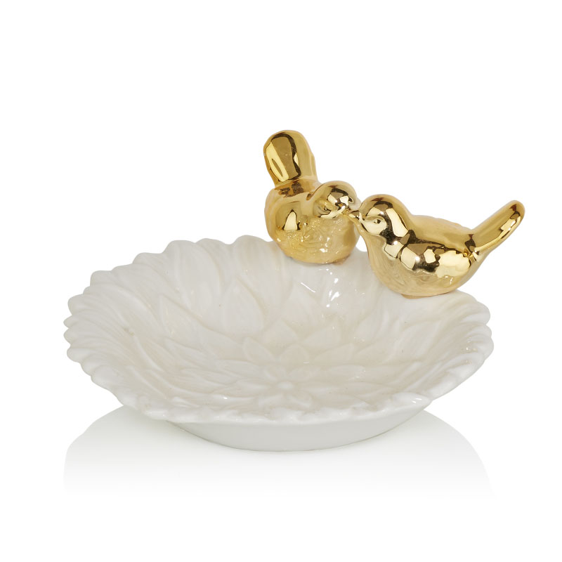 Блюдо Decorative Dish Birds Kiss Белый Глянцевое золото Блюдо Decorative Dish Birds Kiss Белый Глянцевое золото в Брянске | Loft Concept