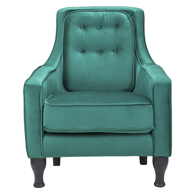 Кресло с мягкой обивкой из велюра на 4-х ножках из массива березы Scarlett Armchair green Изумрудный Черный Кресло с мягкой обивкой из велюра на 4-х ножках из массива березы Scarlett Armchair green Изумрудный Черный в Брянске | Loft Concept