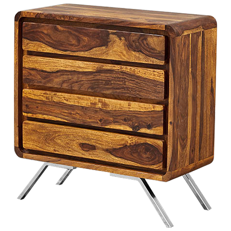 Комод деревянный на металлических ножках Liam Wood Commode Коричневый Хром Комод деревянный на металлических ножках Liam Wood Commode Коричневый Хром в Брянске | Loft Concept