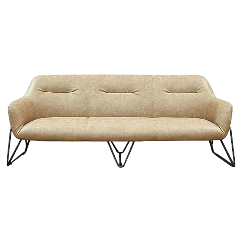 Диван Triangular Legs Triple Sofa Бежевый Черный Диван Triangular Legs Triple Sofa Бежевый Черный в Брянске | Loft Concept