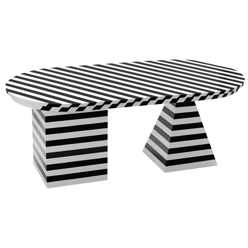 Обеденный стол Dining Table Striped Geometry Черно-белый Обеденный стол Dining Table Striped Geometry Черно-белый в Брянске | Loft Concept
