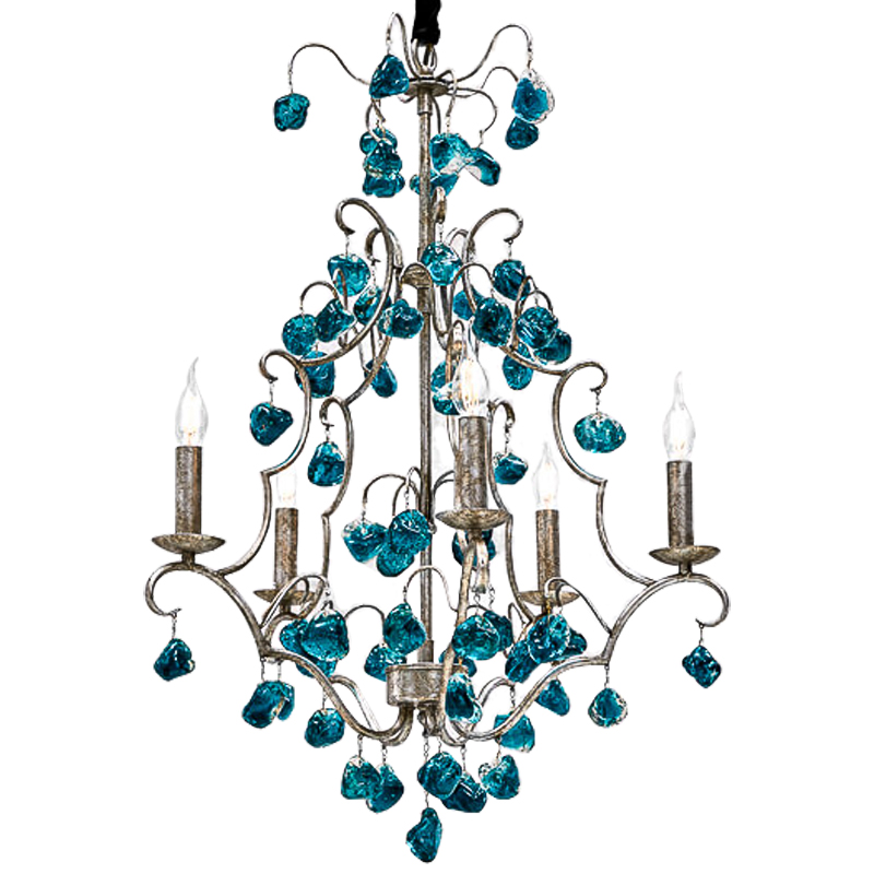 Люстра Crystal Blue Cupertino Chandelier 55 Морская синь Серебро винтаж Люстра Crystal Blue Cupertino Chandelier 55 Морская синь Серебро винтаж в Брянске | Loft Concept