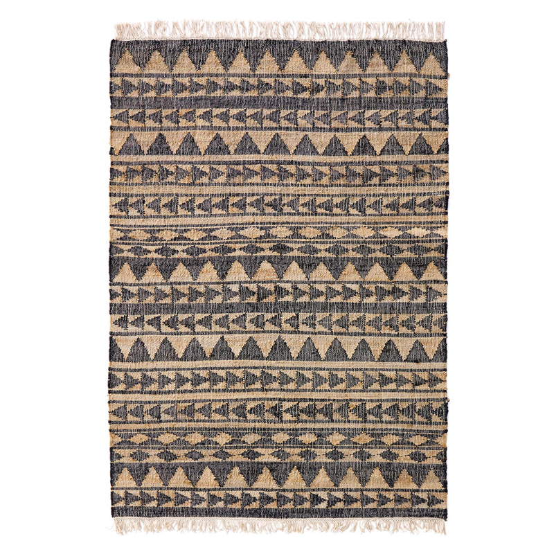 Ковер с бахромой Carpet Graphic Design Triangles Бежевый Черный в Брянске | Loft Concept 