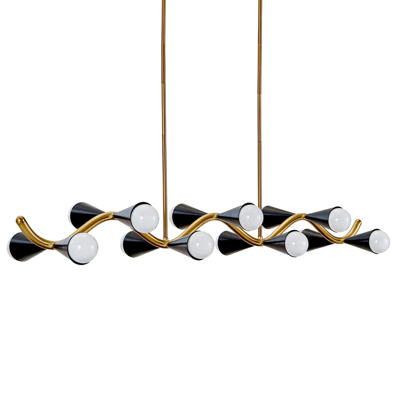 Линейная люстра Jonathan Adler CARACAS WAVE CHANDELIER Латунь Черный в Брянске | Loft Concept 