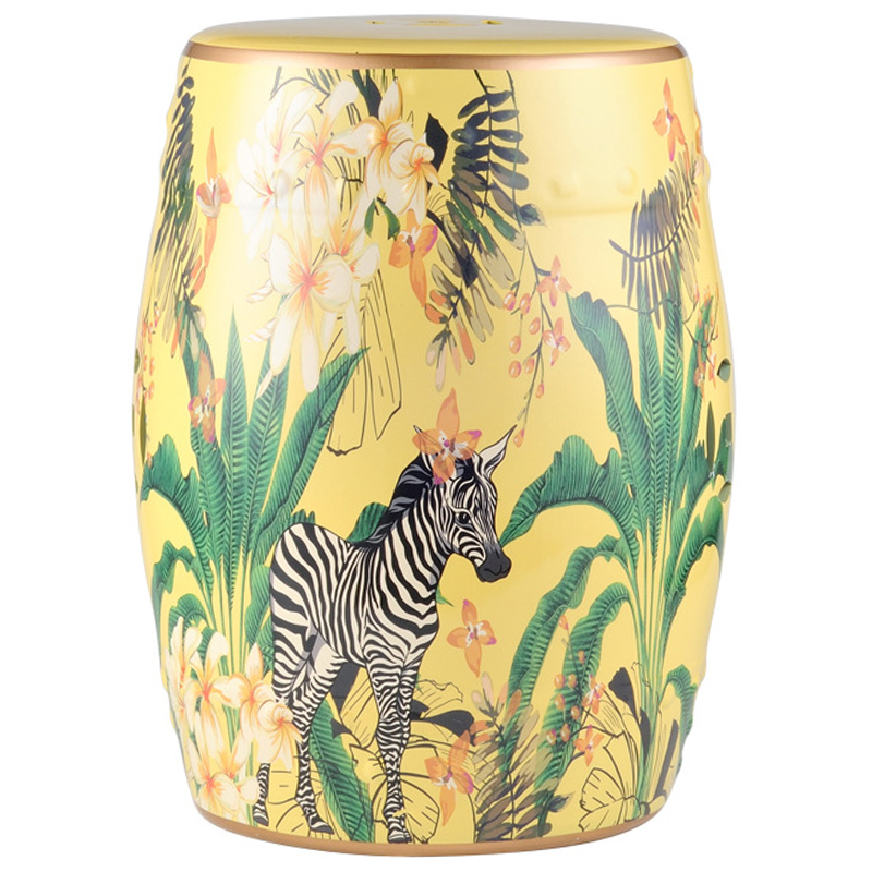 Керамический табурет Zebra Tropical Animal Ceramic Stool Yellow Желтый Черно-белый Зеленый в Брянске | Loft Concept 