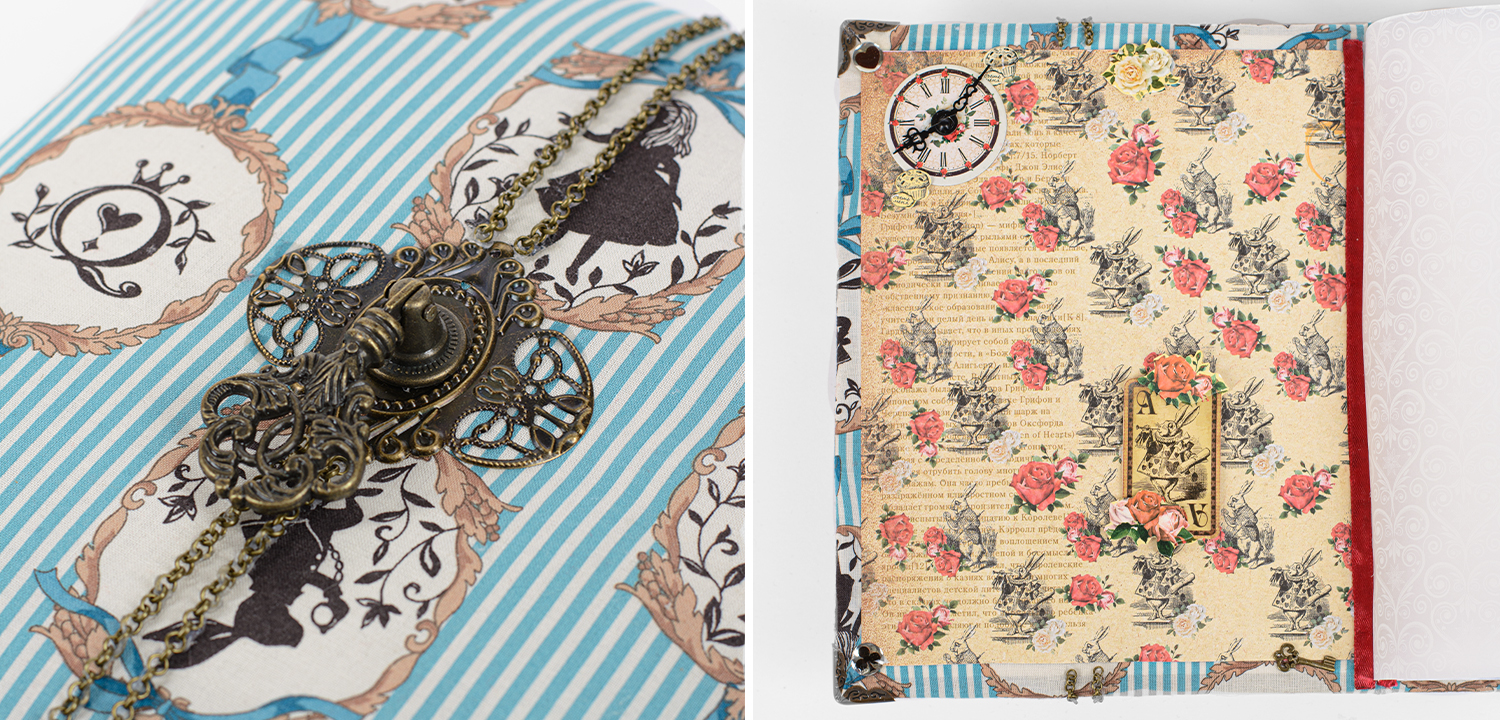 Фотоальбом голубой "Алиса в стране чудес" ручная работа - фото