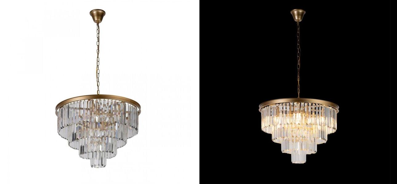 Круглая Люстра Odeon GOLD iron Four Layers Серое Прозрачное диаметр 60 см - фото №2