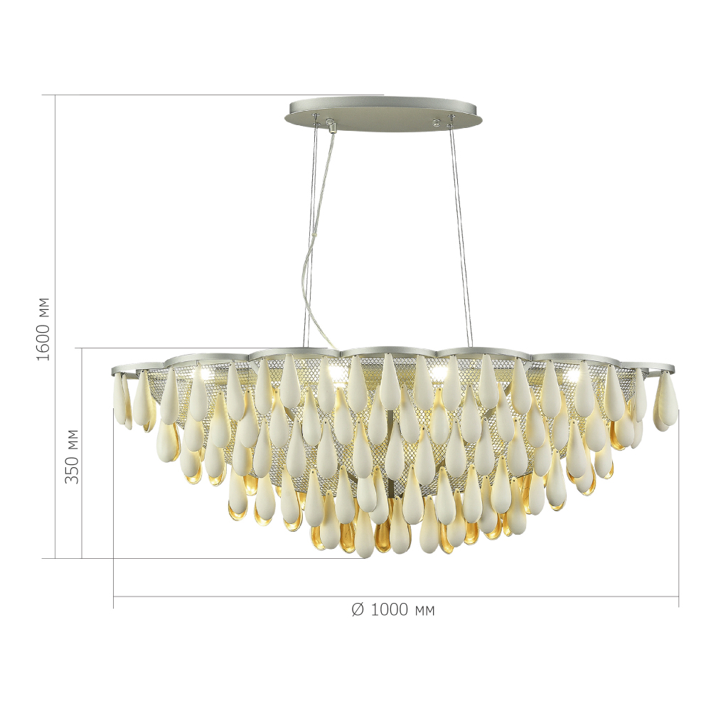 Люстра с подвесками в форме капель на серебристом каркасе Raindrop в Брянске