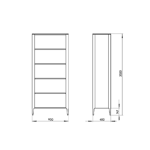 Стеллаж прямой темно-серый с открытыми полками Type  в Брянске