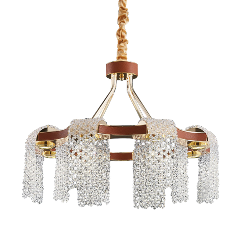 Люстра Leather Glass Chandelier 60 Золотой Коричневый Прозрачный Люстра Leather Glass Chandelier 60 Золотой Коричневый Прозрачный в Брянске | Loft Concept