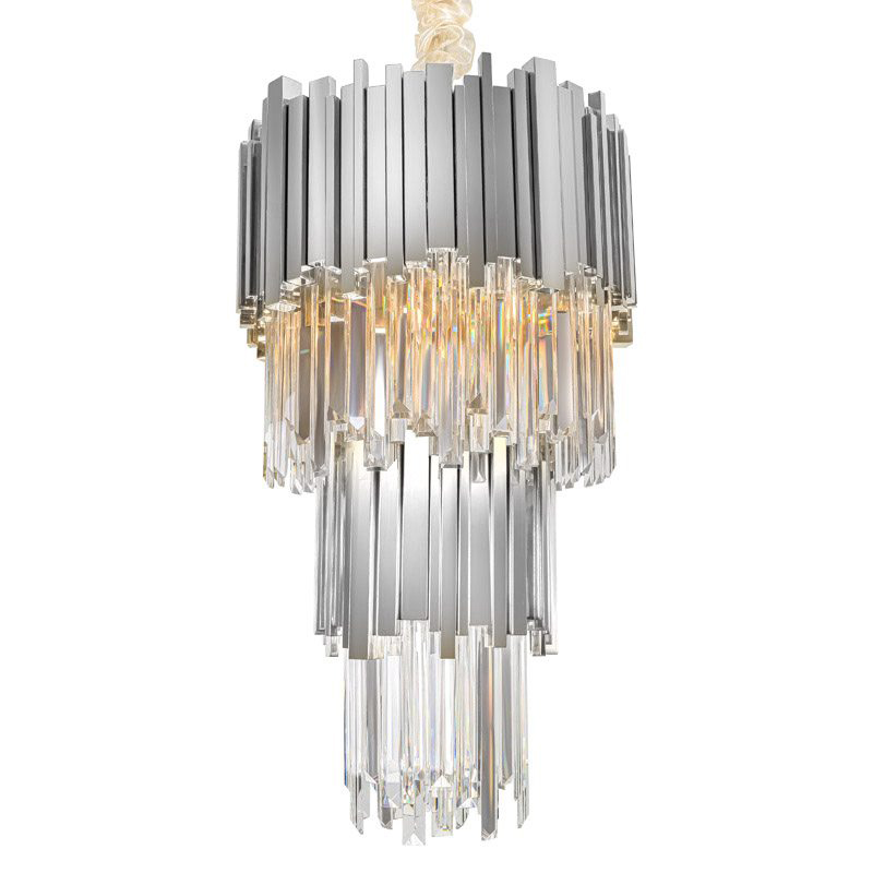 Люстра многоярусная Luxxu Modern Cascade Chandelier Silver Metal Glass 35 Прозрачное Стекло Серебряный в Брянске | Loft Concept 