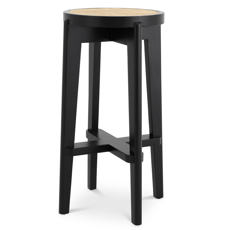 Барный стул Eichholtz Bar Stool Dareau black Бежевый Черный Барный стул Eichholtz Bar Stool Dareau black Бежевый Черный в Брянске | Loft Concept