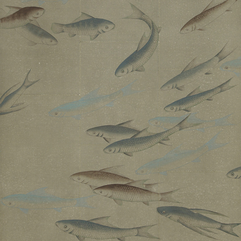 Обои ручная роспись Fishes Special Colourway on Lead Grey India tea paper Обои ручная роспись Fishes Special Colourway on Lead Grey India tea paper в Брянске | Loft Concept