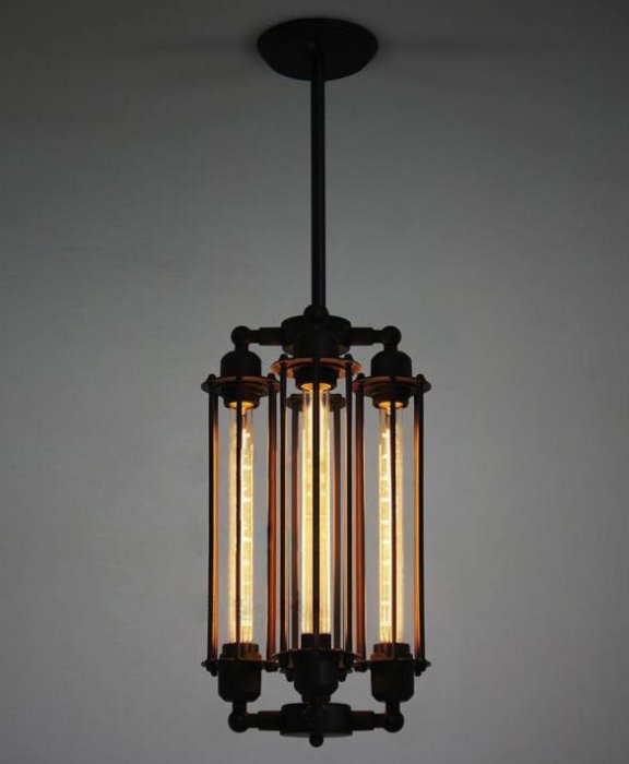 Подвесной светильник Loft Industrial Edison Cage Vertical Quatro Черный Подвесной светильник Loft Industrial Edison Cage Vertical Quatro Черный в Брянске | Loft Concept