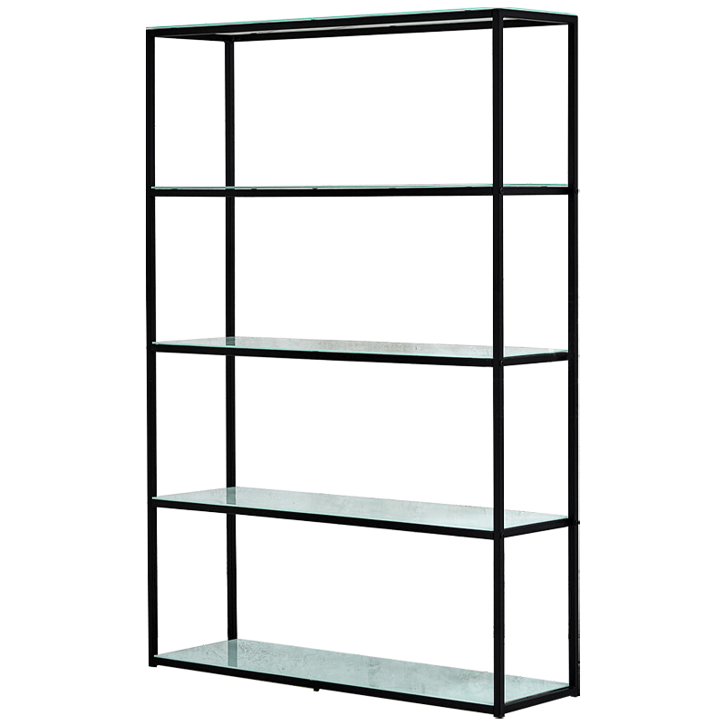 Стеллаж металлический со стеклянными полками Hebert Marble Glass Rack Черный Белый Стеллаж металлический со стеклянными полками Hebert Marble Glass Rack Черный Белый в Брянске | Loft Concept