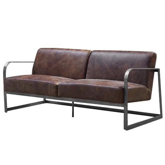 Диван INDIO METAL leather SOFA Коричневый Диван INDIO METAL leather SOFA Коричневый в Брянске | Loft Concept