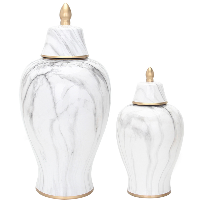 Ваза с крышкой White Marble Gold Vase Белый Мрамор Bianco Белый Серый Золотой Ваза с крышкой White Marble Gold Vase Белый Мрамор Bianco Белый Серый Золотой в Брянске | Loft Concept