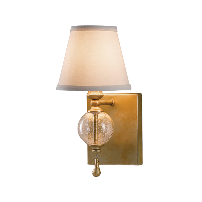 Бра со стеклянным шарообразным декором с пузырьками и бежевым абажуром Feiss Серебряный Белый Бежевый в Брянске | Loft Concept 