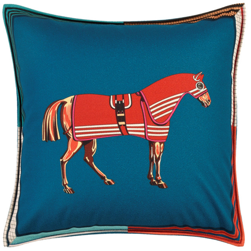 Декоративная подушка Hermes Horse 41 Синий Красный Мульти Декоративная подушка Hermes Horse 41 Синий Красный Мульти в Брянске | Loft Concept